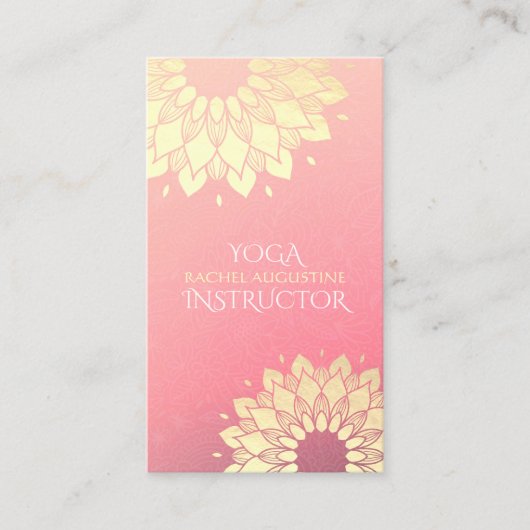 Yoga Meditation Instructor Gold Floral Mandala Visitekaartje (Voorkant)