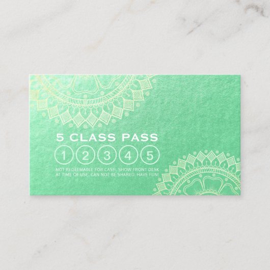 Yoga Meditation Instructor Gold Mandala Class Pass Klantenkaartje (Voorkant)