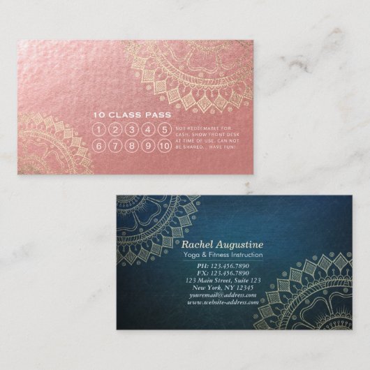 Yoga Meditation Instructor Gold Mandala Class Pass Klantenkaartje (Voorkant / Achterkant)