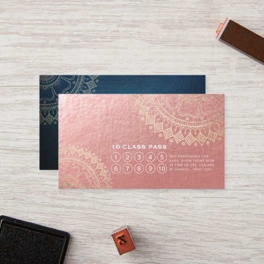 Yoga Meditation Instructor Gold Mandala Class Pass Klantenkaartje (Voorkant / Achterkant in situ)