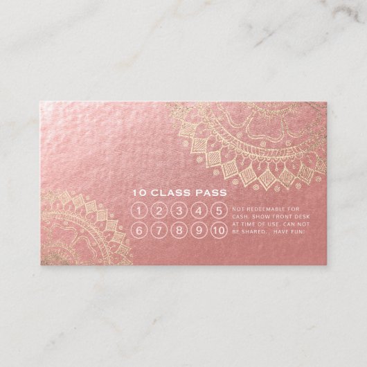 Yoga Meditation Instructor Gold Mandala Class Pass Klantenkaartje (Voorkant)