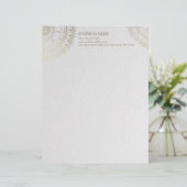 Yoga Meditation Instructor Gold Mandala Flowers Briefhoofd (Staand voorkant)