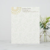 Yoga Meditation Instructor Gold Mandala Flowers Briefhoofd (Staand voorkant)