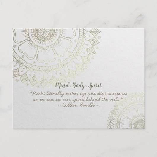 Yoga Meditation Instructor Gold Mandala Flowers Briefkaart (Voorkant)