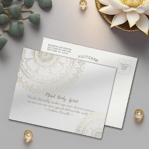 Yoga Meditation Instructor Gold Mandala Flowers Briefkaart