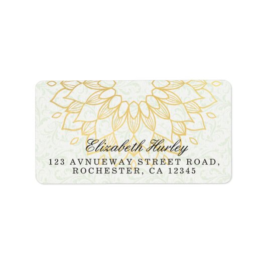 Yoga Meditation Instructor Gold Mandala Flowers Etiket (Voorkant)