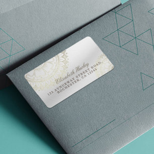 Yoga Meditation Instructor Gold Mandala Flowers Etiket