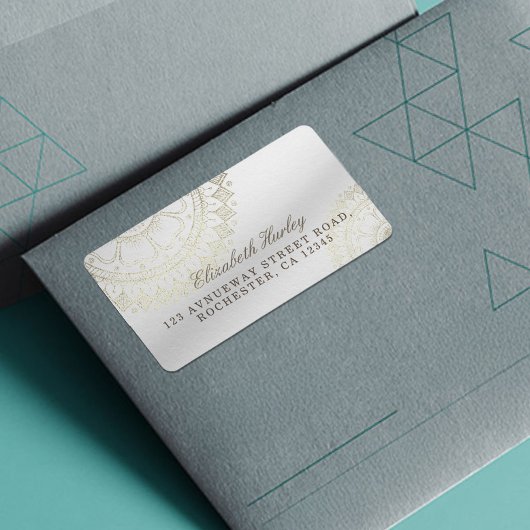 Yoga Meditation Instructor Gold Mandala Flowers Etiket