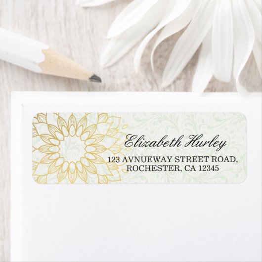 Yoga Meditation Instructor Gold Mandala Flowers Etiket (Insitu)