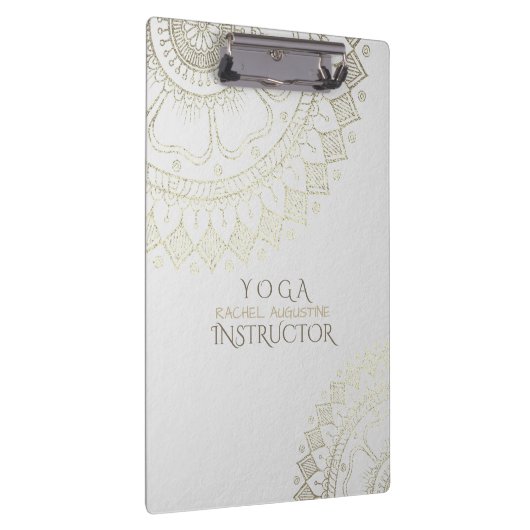 Yoga Meditation Instructor Gold Mandala Flowers Klembord (Rechts)