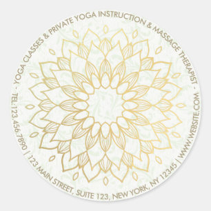 Yoga Meditation Instructor Gold Mandala Flowers Ronde Sticker