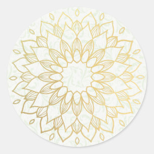 Yoga Meditation Instructor Gold Mandala Flowers Ronde Sticker
