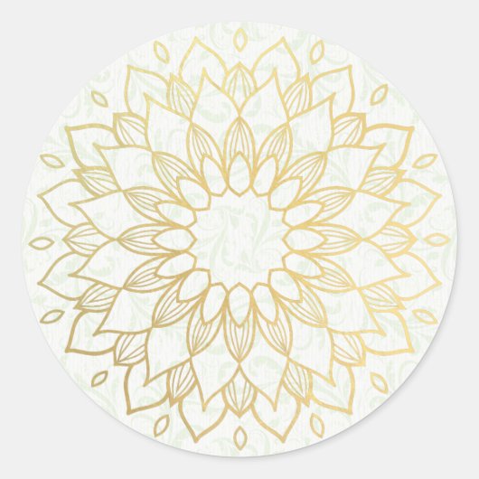 Yoga Meditation Instructor Gold Mandala Flowers Ronde Sticker (Voorkant)