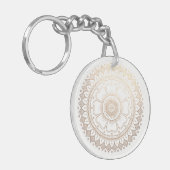Yoga Meditation Instructor Gold Mandala Flowers Sleutelhanger (Voorkant Links)