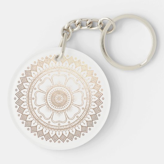 Yoga Meditation Instructor Gold Mandala Flowers Sleutelhanger (Achterkant)