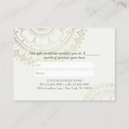 Yoga Meditation Instructor Gold Mandala Navy Blue Kortingskaartje (Achterkant)