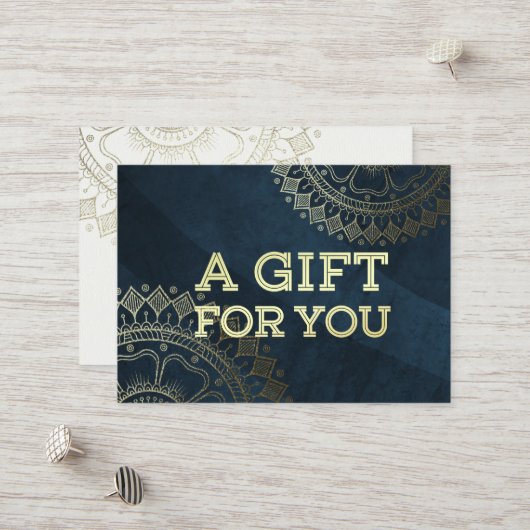 Yoga Meditation Instructor Gold Mandala Navy Blue Kortingskaartje (Voorkant / Achterkant in situ)