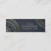 Yoga Meditation Instructor Gold Mandala Navy Blue Mini Visitekaartje (Voorkant)