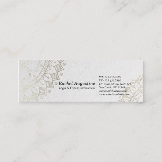 Yoga Meditation Instructor Gold Mandala Navy Blue Mini Visitekaartje (Achterkant)