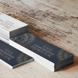 Yoga Meditation Instructor Gold Mandala Navy Blue Mini Visitekaartje