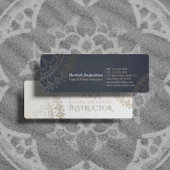 Yoga Meditation Instructor Gold Mandala Navy Blue Mini Visitekaartje