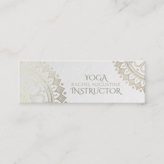 Yoga Meditation Instructor Gold Mandala Navy Blue Mini Visitekaartje (Voorkant)
