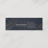 Yoga Meditation Instructor Gold Mandala Navy Blue Mini Visitekaartje (Achterkant)