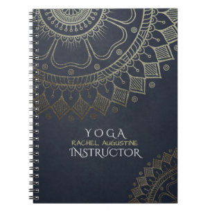 Yoga Meditation Instructor Gold Mandala Navy Blue Notitieboek