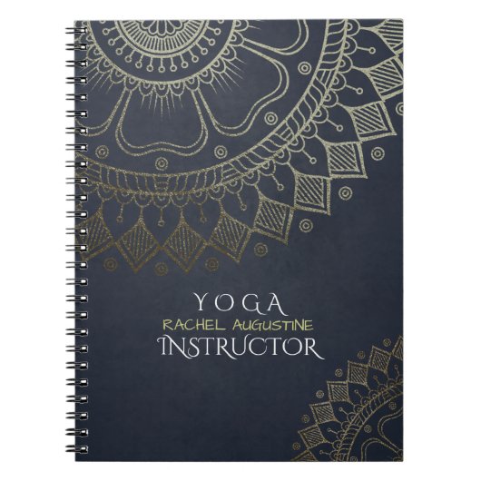 Yoga Meditation Instructor Gold Mandala Navy Blue Notitieboek (Voorkant)