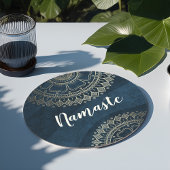 Yoga Meditation Instructor Gold Mandala Navy Blue Ronde Kartonnen Onderzetter