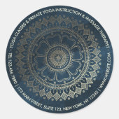 Yoga Meditation Instructor Gold Mandala Navy Blue Ronde Sticker (Voorkant)
