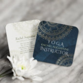 Yoga Meditation Instructor Gold Mandala Navy Blue Vierkante Visitekaartje