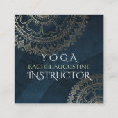 Yoga Meditation Instructor Gold Mandala Navy Blue Vierkante Visitekaartje (Voorkant)