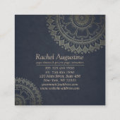 Yoga Meditation Instructor Gold Mandala Navy Blue Vierkante Visitekaartje (Achterkant)
