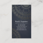 Yoga Meditation Instructor Gold Mandala Navy Blue Visitekaartje (Achterkant)