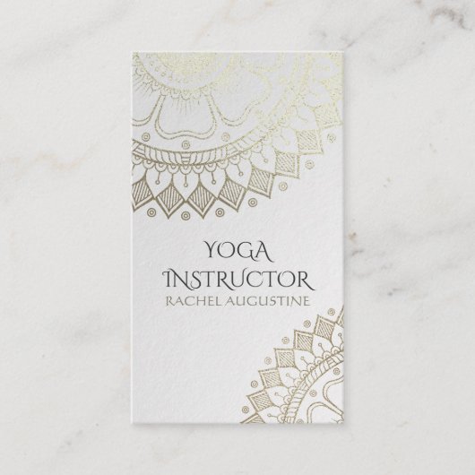 Yoga Meditation Instructor Gold Mandala Navy Blue Visitekaartje (Voorkant)