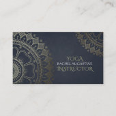 Yoga Meditation Instructor Gold Mandala Navy Blue Visitekaartje (Voorkant)