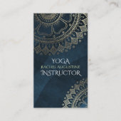 Yoga Meditation Instructor Gold Mandala Navy Blue Visitekaartje (Voorkant)