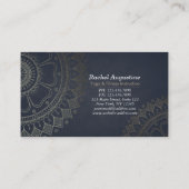 Yoga Meditation Instructor Gold Mandala Navy Blue Visitekaartje (Achterkant)