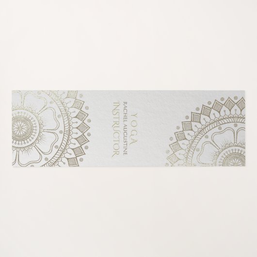 Yoga Meditation Instructor Gold Mandala Navy Blue Yogamat (Achterkant (horizontaal))