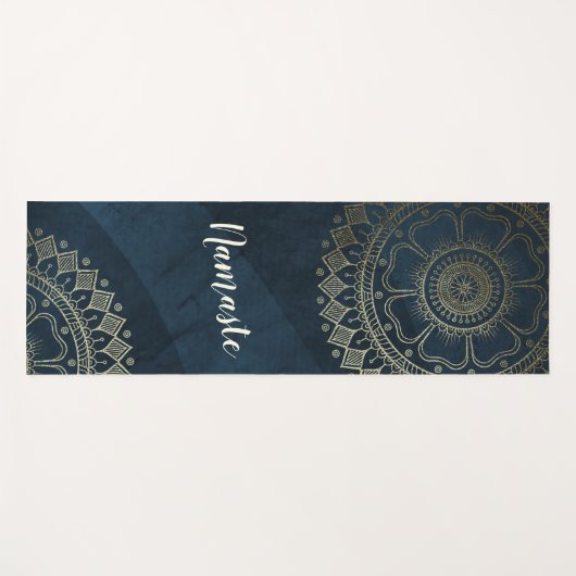 Yoga Meditation Instructor Gold Mandala Navy Blue Yogamat (Voorkant (horizontaal))