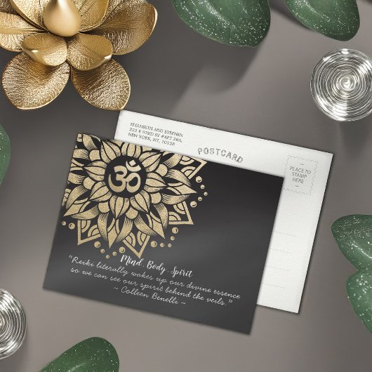 Yoga Meditation Instructor Gold Mandala Om Symbol Briefkaart