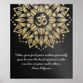 Yoga Meditation Instructor Gold Mandala Om Symbol Poster (Voorkant)
