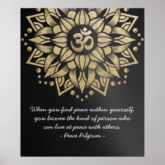 Yoga Meditation Instructor Gold Mandala Om Symbol Poster (Voorkant)