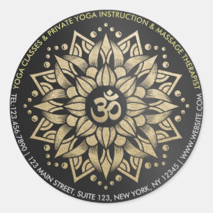 Yoga Meditation Instructor Gold Mandala Om Symbol Ronde Sticker