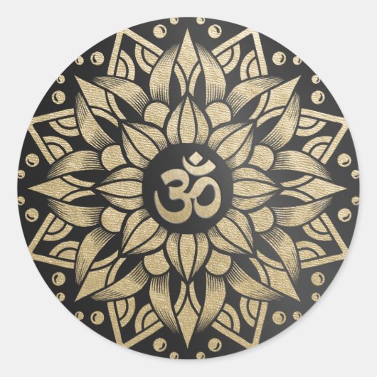 Yoga Meditation Instructor Gold Mandala Om Symbol Ronde Sticker (Voorkant)