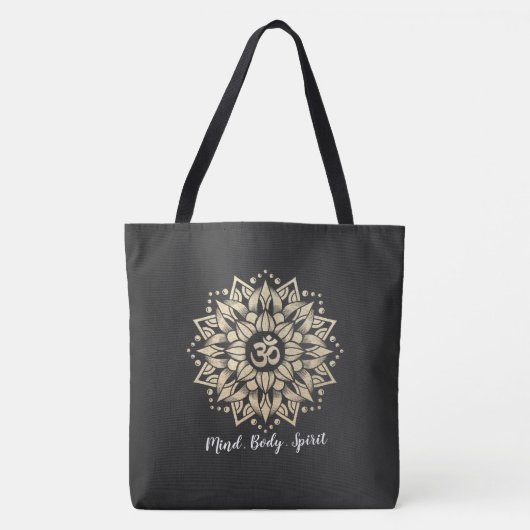 Yoga Meditation Instructor Gold Mandala Om Symbol Tote Bag (Voorkant)