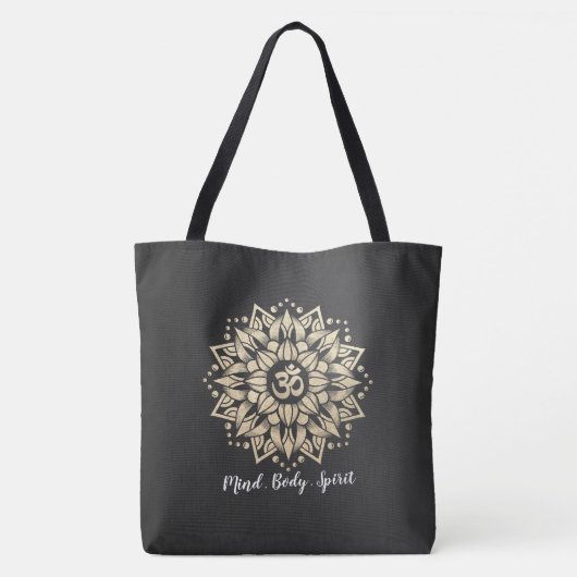 Yoga Meditation Instructor Gold Mandala Om Symbol Tote Bag (Achterkant)