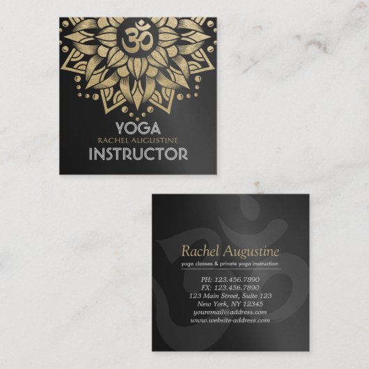 Yoga Meditation Instructor Gold Mandala Om Symbol Vierkante Visitekaartje (Voorkant / Achterkant)