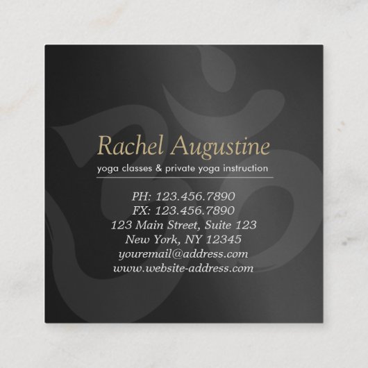 Yoga Meditation Instructor Gold Mandala Om Symbol Vierkante Visitekaartje (Achterkant)